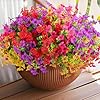 18 pcs artificial flowers outdoor uv resistant plastic spring flowers colorful silk plants for outside porch window box mohters day easter home decor 18 red purple yellow rose red  urban country home decor