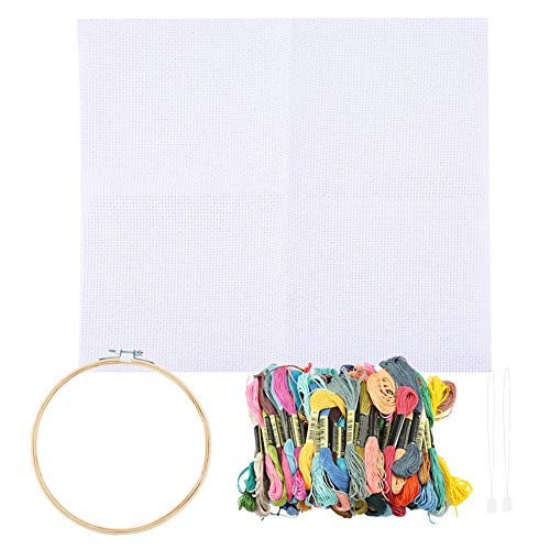 Kit de bordado con aguja punch Greensen con 50 hilos de colores y caja organizadora