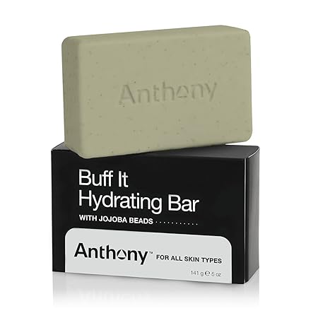 Anthony Mens Soap Bar Buff it Hydrating Soap – Contains Jojoba Beads, Aloe Extract, Avocado and Coconut Oils, Hydrates & Nourishing Body Skin - 5 Oz