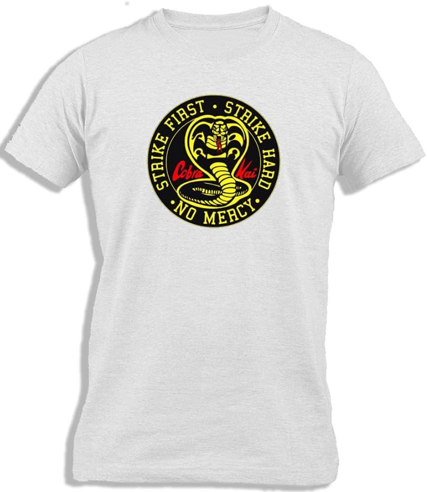Cobra Kai Logo | Strike First | Strike Hard | No Mercy | Karate Kid Cotton T-Shirt For Men