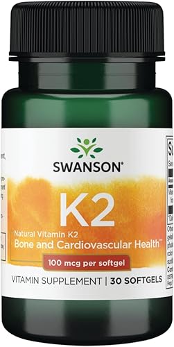 Swanson Vitamina K2 (Menaquinona-7) - Suplemento vitamínico que apoya la salud cardiovascular y ósea - Hecho de Natto japonés para ayudar a regular