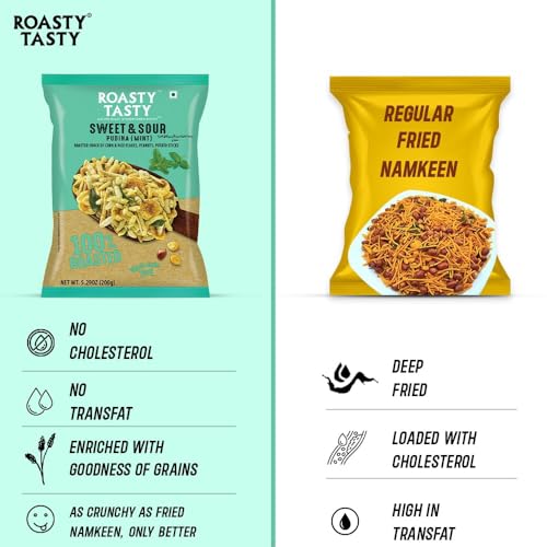 Image of Roasty Tasty Roasted Sweet & Sour Mixture | Pudina | Best Indian Tea Snack | Chivda | Namkeen Snacks | Healthy Snacks | Diet Chiwda | Roasted Namkeen | Guilt Free | 200g