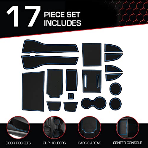 CupHolderHero Fits Honda Civic 2022-2024 Accessories - Premium Custom Non-Slip Anti-Dust Cup Holder Inserts, Center Console Liner Mat, Door Pocket Liners, Interior Protection, 17pc Set, Blue Trim