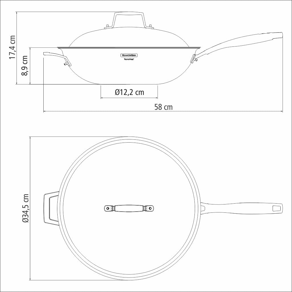 Tramontina Grano Wok, Diameter 32 cm, 5.2 Litres