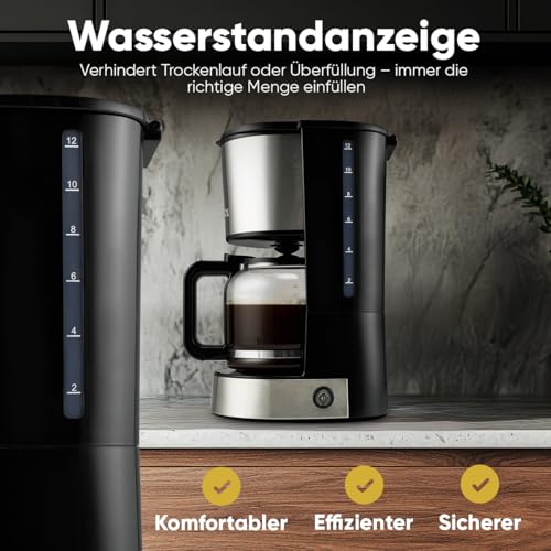 Bomann® Kaffeemaschine mit Filter | für 12-14 Tassen | Filterkaffeemaschine | Edelstahlgehäuse | Nachtropfsicherung | Coffee Machine | Kaffeemaschine Filtermaschine | 800W | KA 6071 CB 3