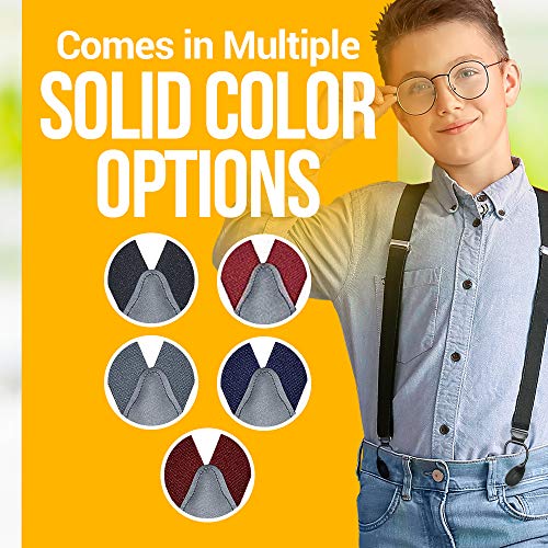 Hold'em Button End Suspenders Kids Boys Girls Toddlers Baby Leather-Black #TOP4