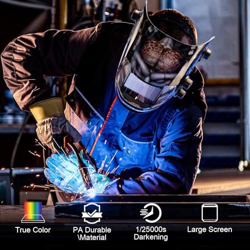 Image of ARCCAPTAIN Auto Darkening Welding Helmet, 3.94 inchX3.66 inch Large Viewing Screen True Color Welding Hood with 4 Arc Sensor Solar Powered, Wide Shade 4-5 /5-9 /9-13 Welding Mask (Hunter)