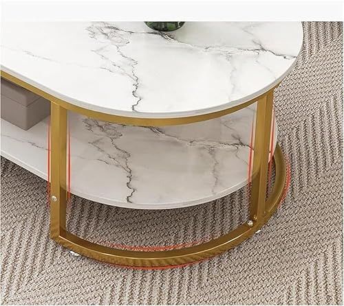 Image of Metal Large Coffee Table Center Table,Sofa Table Simple Design Beautiful,Modern Coffee Table Living Room Table for Home,& Office2 Tier White & Gold.