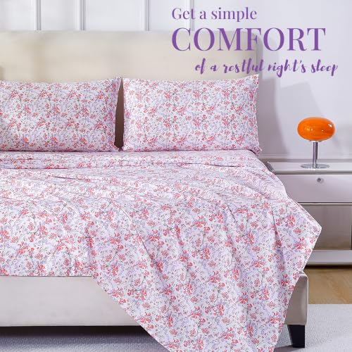 Viviland Floral 100% Cotton Sheets Full, Pink Flower Printed by Viviland - Used condition - Image 2