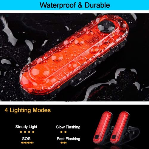 Bright Bike Tail Lights,Usb Rechargeable Rear Bike Light For Night Riding,4 Light Mode Options Bicycle Light Easy To Install For Kids,Women,Men(2 Packs) #TOP1