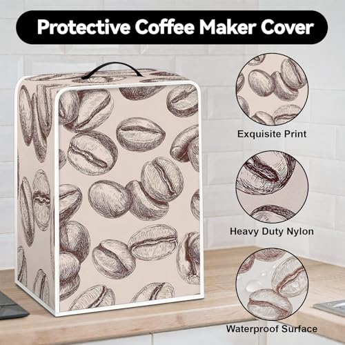 Image of Universal Coffee Maker Cover, Durable Polyester Lightweight Long-Lasting Dustproof Cotton Blend Appliance Protector for Kitchen Countertops (Browns and Tans)