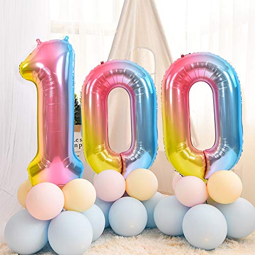 Toniful 40 Inch Rainbow Large Numbers Balloons 0-9, Number 5 Digit 5 Helium Balloons, Foil Mylar Big Number Balloons For Birthday Unicorn Party Anniversary Supplies Decorations #TOP4