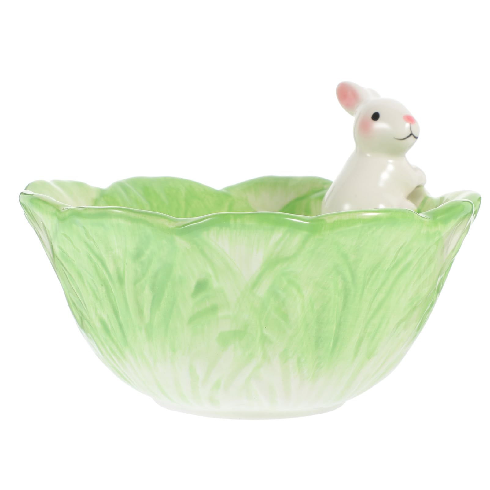 HEMOTON Cute Easter Candy Dish Cabbage with Rabbit Shaped Ceramic Bowls Rice Bowls Salad Bowls Soup Bowls Saucer Bowl