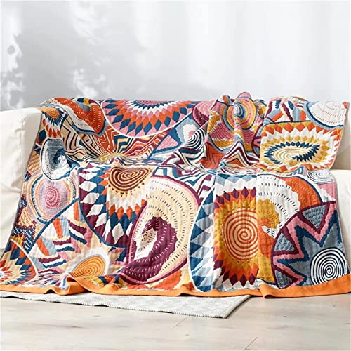 Image of MSGKV Boho Throw Blanket 50 inchx60 inch Fall Cotton Colorful World Blanket