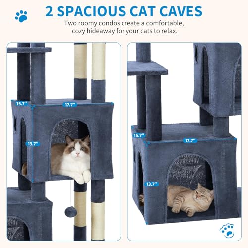 Árbol para gatos multi-nivel 61" para gatos grandes interior miniatura 6