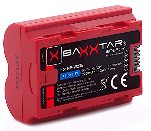 Baxxtar Pro Batería NP-W235 (2250mAh) Compatible con Fujifilm GFX-100S X-H2 X-H2S X-S20 X-T4 X-T5