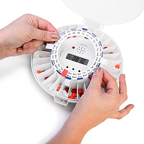 LiveFine Automatic Pill Dispenser, 28-Day Electronic Medication Organizer with Alerts, Flashing Light and Safety Latch - Dispenses Prescriptions Up to 6 Times Per Day - Solid White Lid - Thumbnail 5