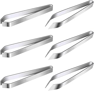 Hemoton 6 pinças de aço inoxidável espinha de peixe, pinça plana e inclinada, ferramenta de remoção de pelos de carne, ferramenta de remoção de pelos