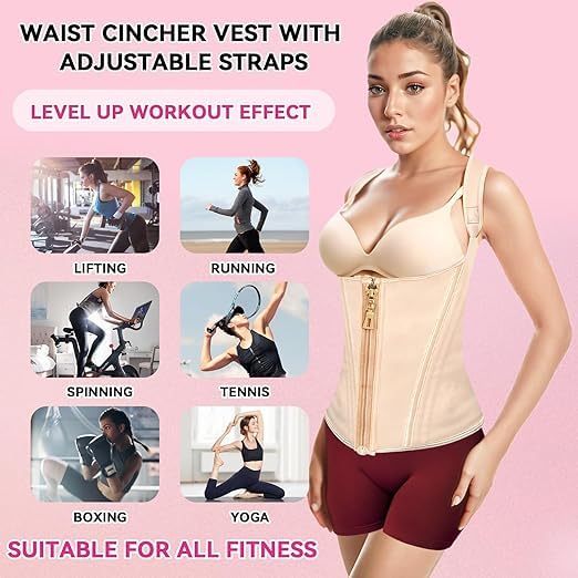 Image of Waist Trainer for Women,Corset with Zipper and Hook Tummy Control Girdle Workout Body Shaper With Adjustable
