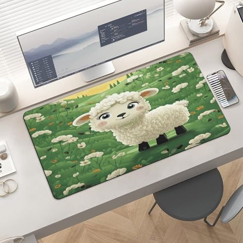 Alfombrilla grande para escritorio de goma con diseño de oveja miniatura 6