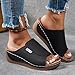 2025 Summer Sandals for Women Open Toe Casual Solid Color Orthotic Leather Platform Wedge Sandals Slip on Wide Width Comfortable Arch Support Slides Walking Wide Band Beach Fashionable (Black, 8)