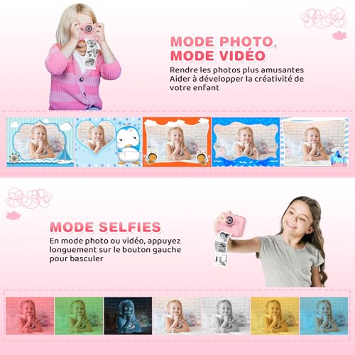 Sofortbildkamera Kinder Mit Selfie,kinderkamera 1080P HD Sofortdruck von Fotos,Geburtstagsgeschenk Weihnachten 5Geschenk Spielzeug ab 3 4 5 6 8 7 9 10 11 Jahre Mädchen Jungen (Lila)