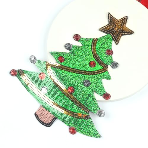 Totelux Christmas Tree Iron on Patches Sequins Embroidered Patches Large Christmas Tree Sew on Appliques for Clothes Jeans Hat Bags Sweater DIY Decorations Craft