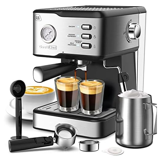 Geek Chef Espresso Machine 20 Bar Pump Pressure Cappuccino latte Maker Coffee Machine with ESE POD filter&Pressure gauge, 1.5L Water Tank 950W, Black
