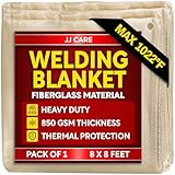 Welding Blanket - 8ft x 8ft, 850GSM Fiberglass Welding Blanket for Smokers with Brass Grommets, Heavy Duty Fireproof Welders Mat for Industrial, Smoker, Grill and Camping