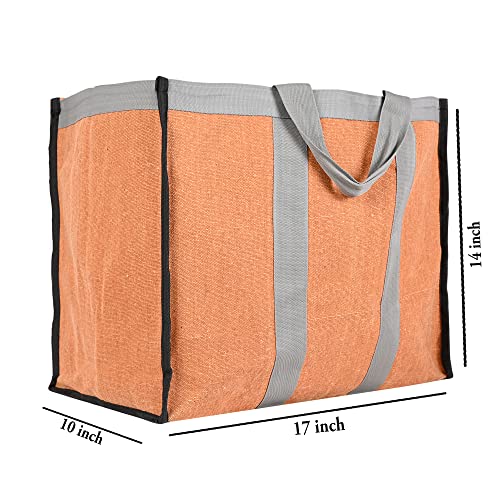 Image of (#B2B212228CA Eco Friendly Reusable Foldable Fabric Grocery Vegetable Shopping jhola Bag Heavy Canvas 1 pc Large 17x8x13 inch