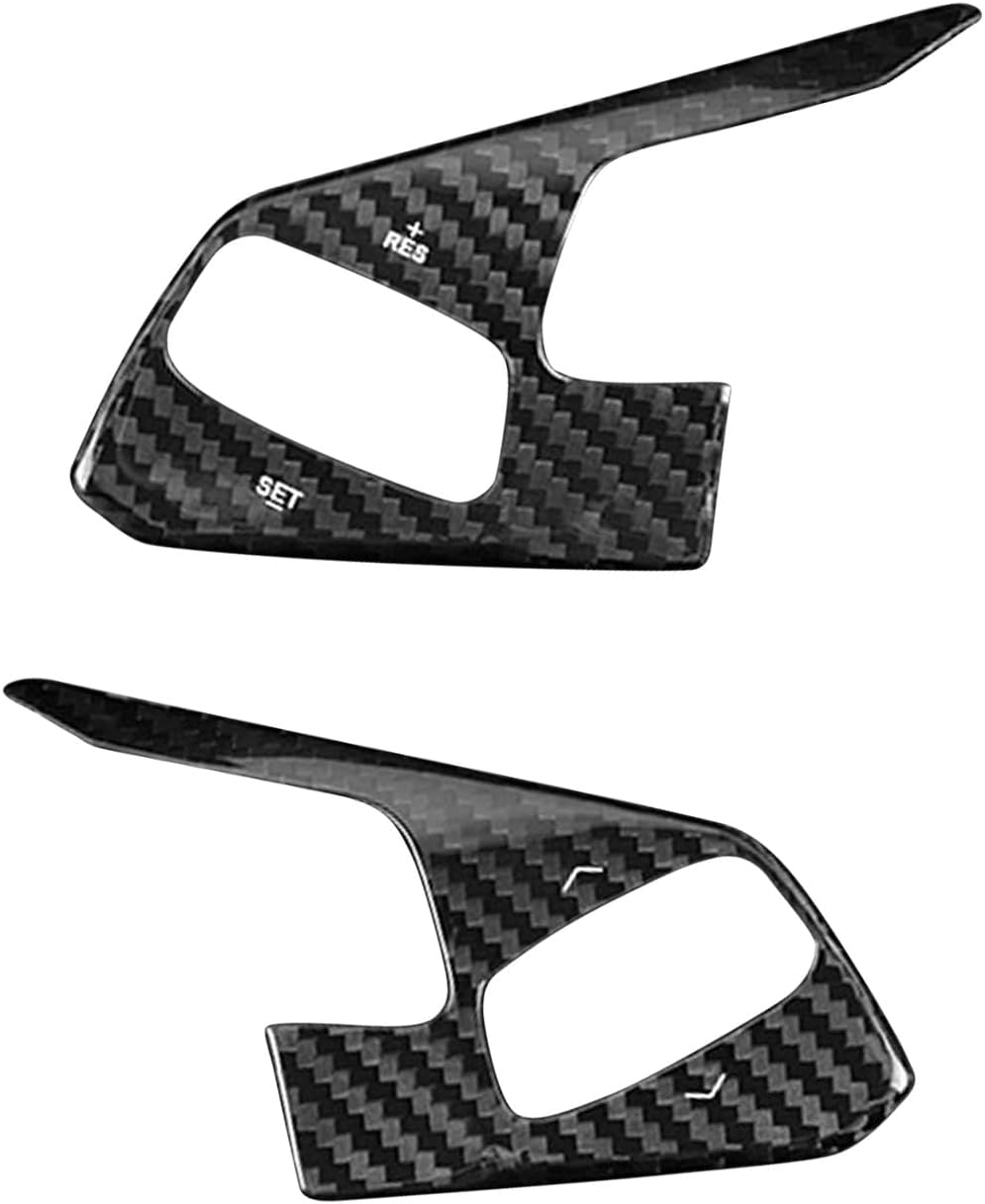 Compatible wth Carbon Fiber Steering Wheel Button Trim Automotive Modified Decoration for Chevrolet Corvette C8 2020 2021 2022 2023 2024 (2PCS Black)