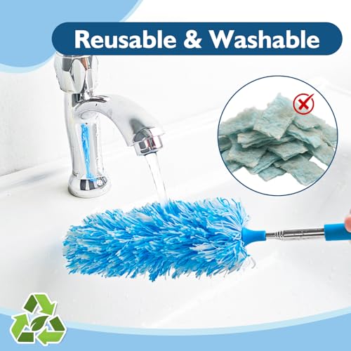Image of MAVRIZ 12 pcs Microfiber Extendable Duster, Washable & Reusable Duster for Cleaning Small Dusters for Blinds, Electronics, and Furniture