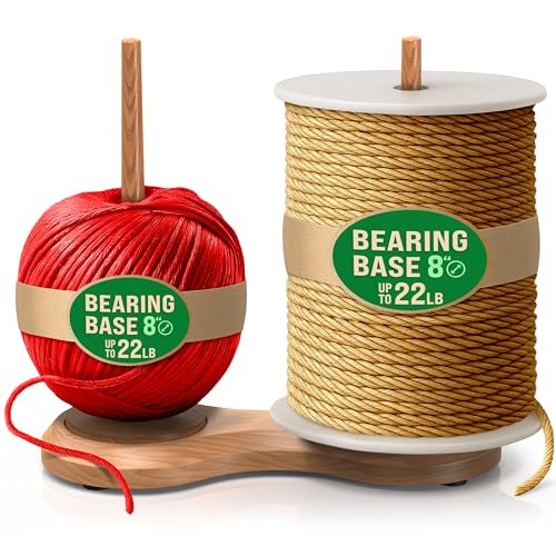 BARVA Double Yarn Holder 44 Lb Total Capacity for Chunky Yarn | Dual Bearing Spinners & Big Rubber Anti Slip Pads for Max Stability | European Wood Crochet Accessories & Pro Tools for Fiber Crafts