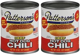 2 pack of Patterson's Beef Hot Dog Chili 8oz Cans Original Recipe since 1942 - Great on Hamburgers Too