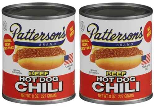 2 pack of Patterson's Beef Hot Dog Chili 8oz Cans