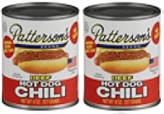 2 pack of Patterson's Beef Hot Dog Chili 8oz Cans Original Recipe since 1942 - Great on Hamburgers Too