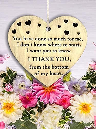 Pet-Jos Thank You Plaque Wooden Hanging Heart Gift for Your Best Friend Family Heart Wooden Sign Friendship Quote FBA