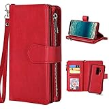 ♦Standfunktion & Kartenfächer - Der Geldbörsen wallet hat viele Karten- & Münzfächer, um ID-Karten / Kreditkarten zu verstauen, ohne bei Aktivitäten im Freien sperrige Geldbörsen zu nehmen. Leder handytasche mit Multi-Winkel-Freisprech-Stand ermöglicht Ihrem Gerät auf den Tisch zu stehen, ideal für Videoanrufe oder zum Betrachten von Medien
