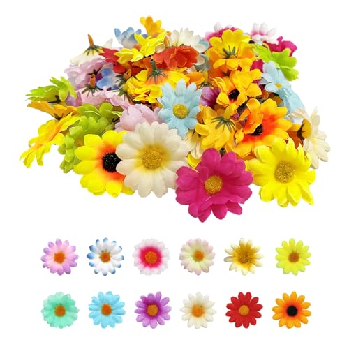 NYGGTYK 200 margaritas artificiales para manualidades, margaritas artificiales, margaritas tejidas a mano, mini flores de gerbera, margaritas artificiales, flores