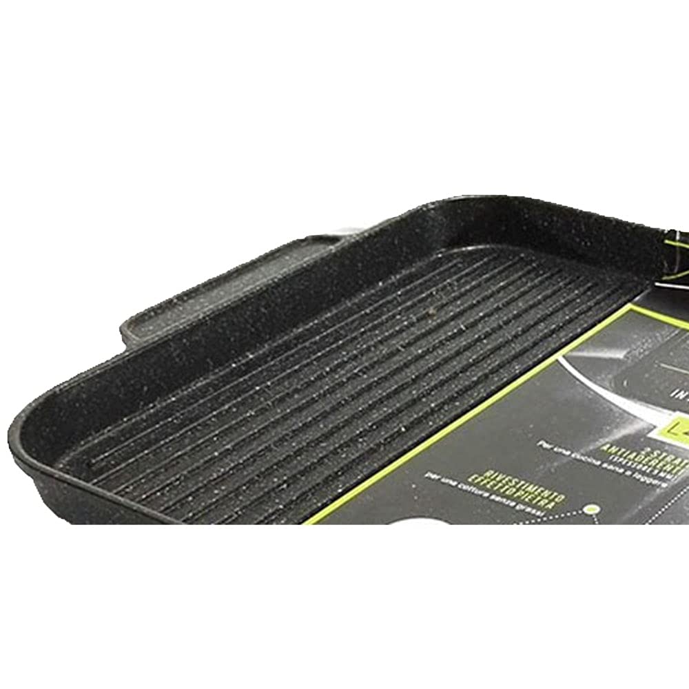 Bistecchiera Grande cm 45 x 28 Piastra griglia per arrostire Carne Pesce Verdure Barbecue Anche induzione o fornelli da Cucina Gas
