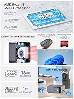 GMKtec (3 Jahren Garantie) 1TB SSD PCIe 3.0x4 AMD Ryzen 5 Mini PC W11 Pro 3500U(übertrifft 4300U/N150/N100/N95 4C/8T 4,50 GHz) 16GB DDR4 RAM, G10 Micro PC,WiFi 5,USB 3.2,USB-C,BT 5.0 – Ansicht 2
