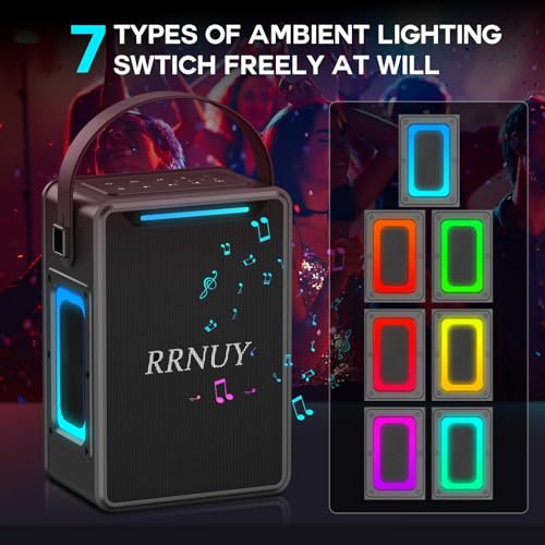 Enceinte Bluetooth portable étanche noire avec jeux de lumière LED intégrés