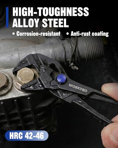 Image of WORKPRO Mini Pliers Wrench, 4-Inch Wrench Pliers with Smooth Parallel Jaws | High-Toughness Alloy Steel, Anti-Rust Coating, High-Leverage Mechanism, Secure Grip, Pocket Pliers, EDC Tool, for Tight Space