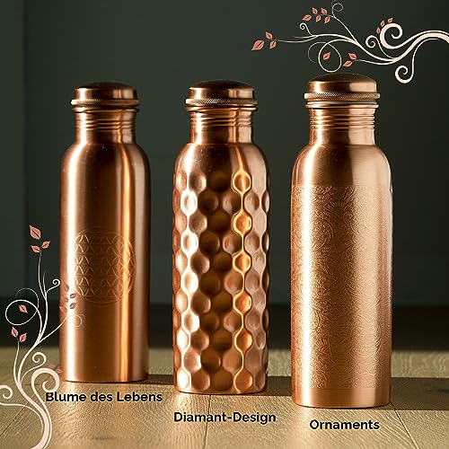 Garrafa De Agua Cobre 100% Puro Ayurveda 800 mL (Marchetado)