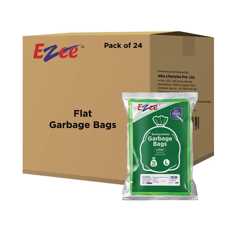 Ezee Flat Large Garbage Bags/Trash Bags/Dustbin Bags (24 X 32 Inches) Pack of 24