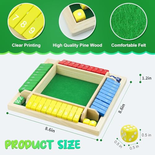 Juego Shut The Box de madera para 2-4 jugadores miniatura 2