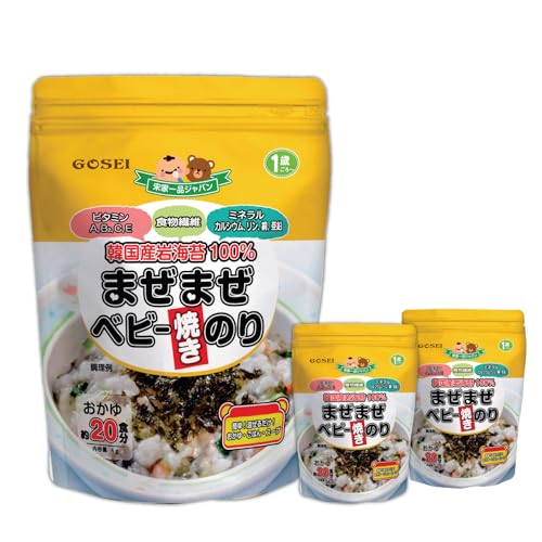 五星(GOSEI)まぜまぜベビー焼きのり のりフレーク ふりかけごはん 韓国産岩海苔100% ビタミン 食物繊維 ミネラル まぜるだけ! おかゆ ごはん スープ ベビーフード (3個セット)