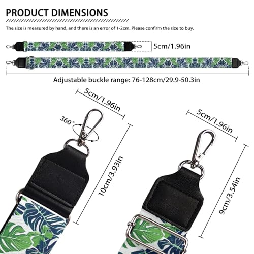Image of GLENLCWE Monstera Leaf Wide Purse Strap for Women Green Leaves Replacement Belt Adjustable Shoulder Strap for Crossbody /Handbag /Canvas