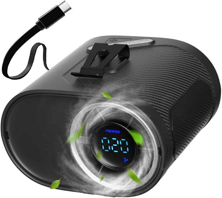 Clip de cintura portátil 2025 y ventilador de cinturón personal, ventilador de camisa recargable con cable integrado ligero y retráctil, flujo de