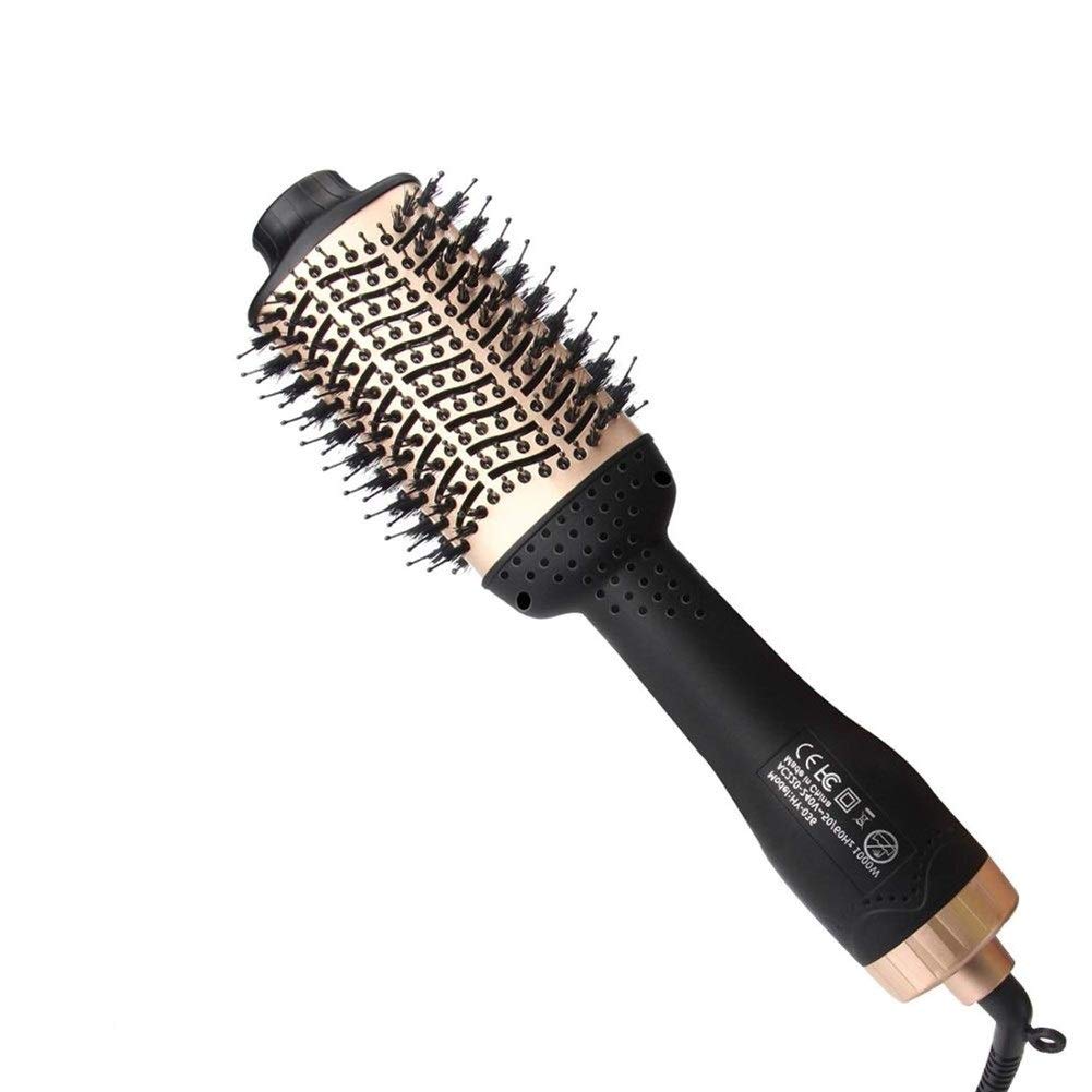 FEIHANProfessional One Step Hair Dryer Brush Volumizer Straightener Negative Ion Hot Air Brushes Curling Iron Salon Rotating (Color : Gold, Size : 14 * 4 Inch)